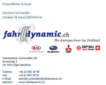Fahrdynamic Automobile AG - E-Mail-Signatur